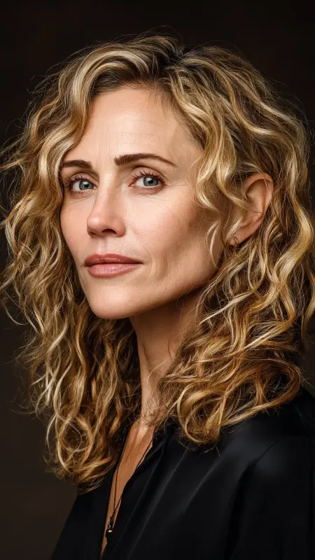 Shoulder-Length Layered Curls - medium length hair for women over 50