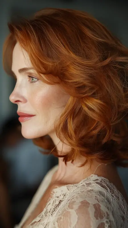 Shoulder-Length Layered Cut with Soft Curls - Shoulder Length Haircuts For Older Women