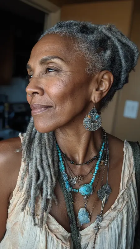 Shoulder-Length Locs with Layers - Hairstyles For Black Women Over 50