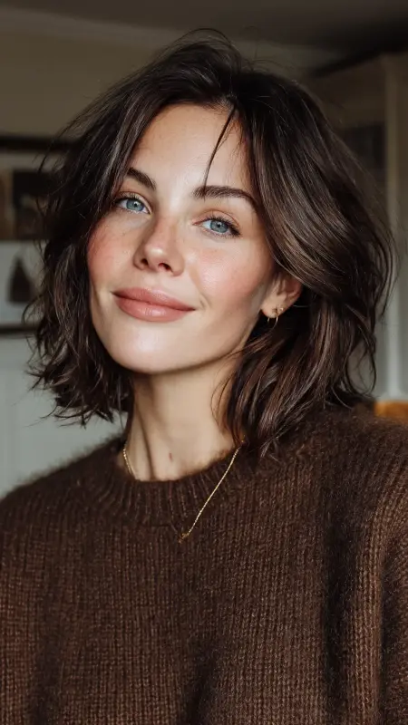 Shoulder-Length Razor Cut - Shoulder length haircut for round faces