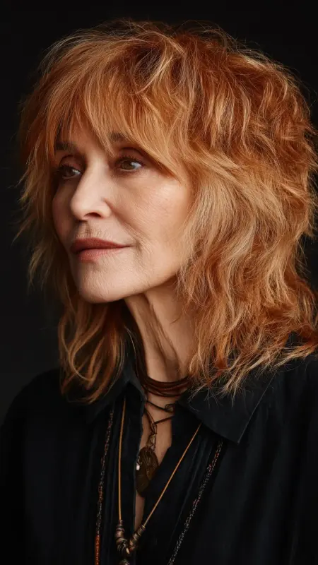 Shoulder-Length Shag - Medium length haircuts for women over 50