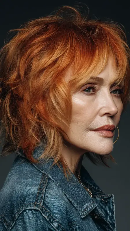 Shoulder-Length Shag with Piecey Bangs - hairstyles for women over 70 with bangs