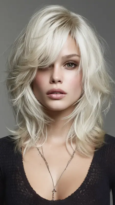 Shoulder-Length Shattered Cut - Shoulder length haircut for round faces