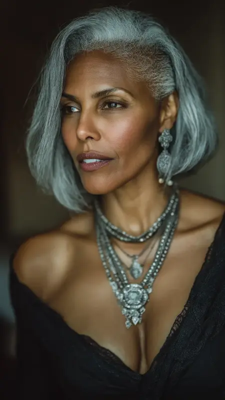 Shoulder-Length Silk Press - Hairstyles For Black Women Over 50