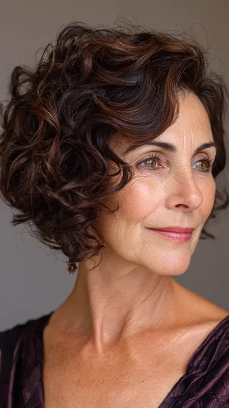 Side-Swept Curly Bob - Hairstyles For Women Over 60 With Curly Hair
