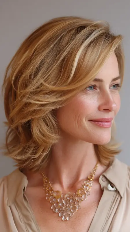 Side-Swept Lob - Shoulder Length Haircuts For Older Women
