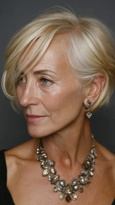 Side-Swept Pixie - Pixie Cut Hairstyles For Older Women