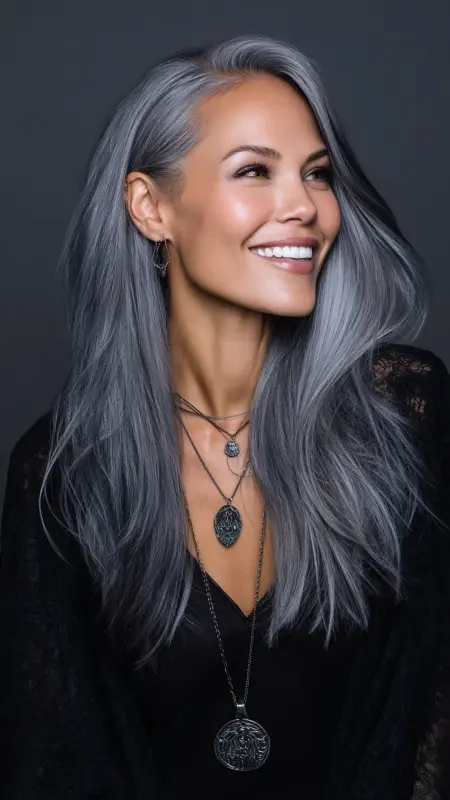 Silver Ash Glam - Classy hair color ideas