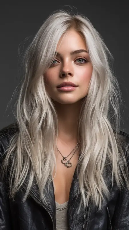 Silver Blonde with Dark Roots - Hair color ideas for women in 30s