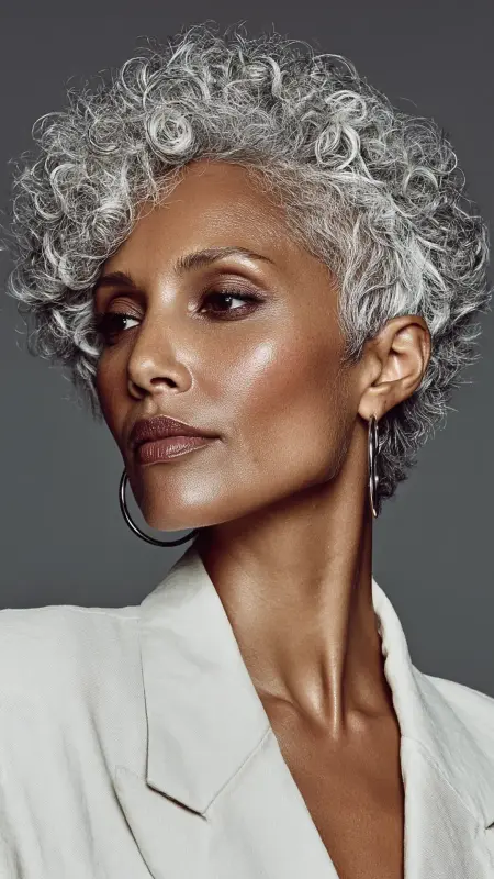 Silver Halo Curls - Hairstyles For Women Over 60 With Curly Hair