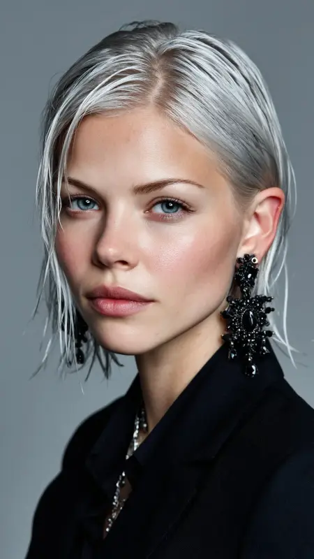 Silver Slicked-Back Wet Look - silver hair color ideas