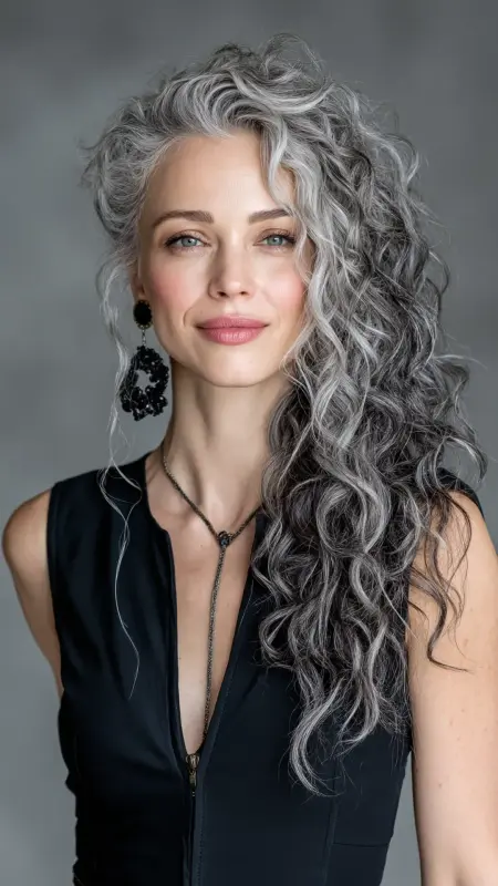 Silver Spiral Curls - silver hair color ideas