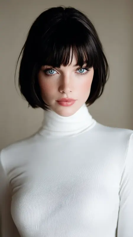 Sleek Bob with Arched Micro Bangs -  Haircuts for women over 50 with bangs 