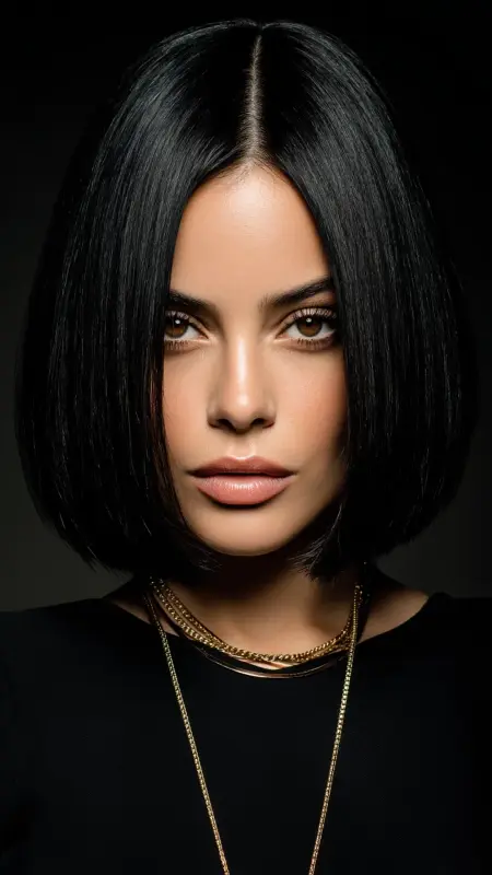 Sleek Center-Parted Bob - Glass Hair
