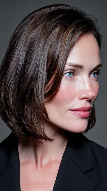 Sleek Long Bob Lob with Center Part - hair styles for women over 40