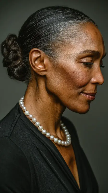 Sleek Low Bun with Side Part - Hairstyles For Black Women Over 50