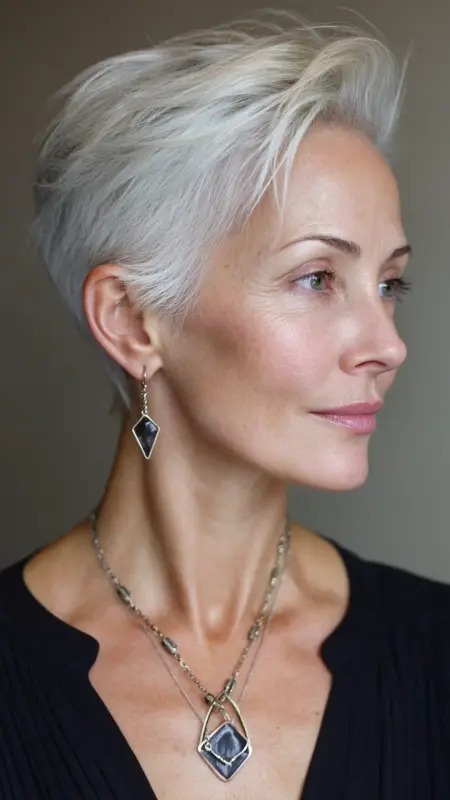 Sleek Pixie with Tapered Neckline - Pixie Cut Hairstyles For Older Women