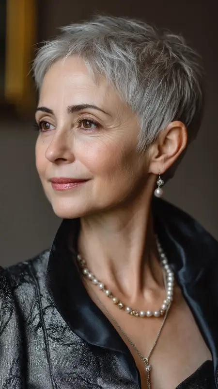 Sleek Polished Pixie - Short pixie hairstyles for older women