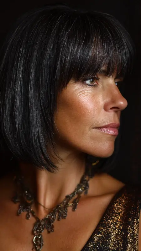 Sleek Shag with Glossy Finish - Shaggy Hairstyles For Women Over 50
