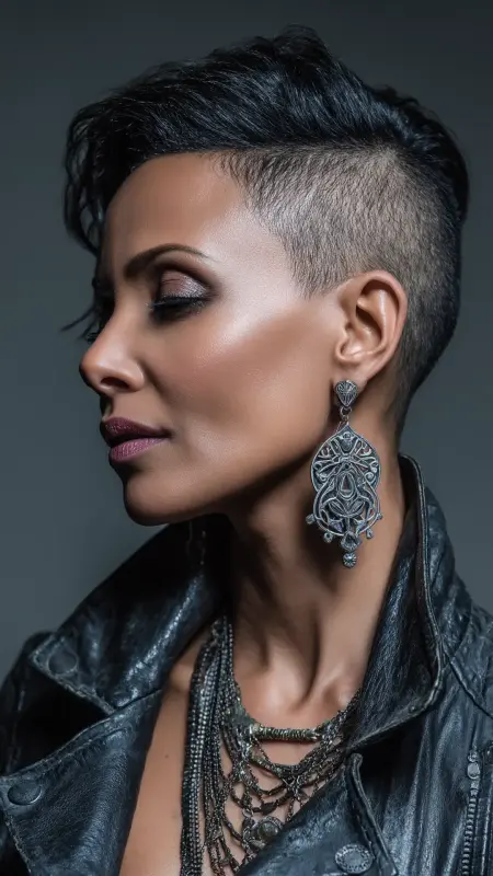 Sleek Undercut - Short Haircuts For Black Women Over 50