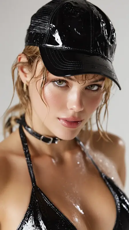 Slicked Back Wet Look -  Trucker Hat Hairstyles 