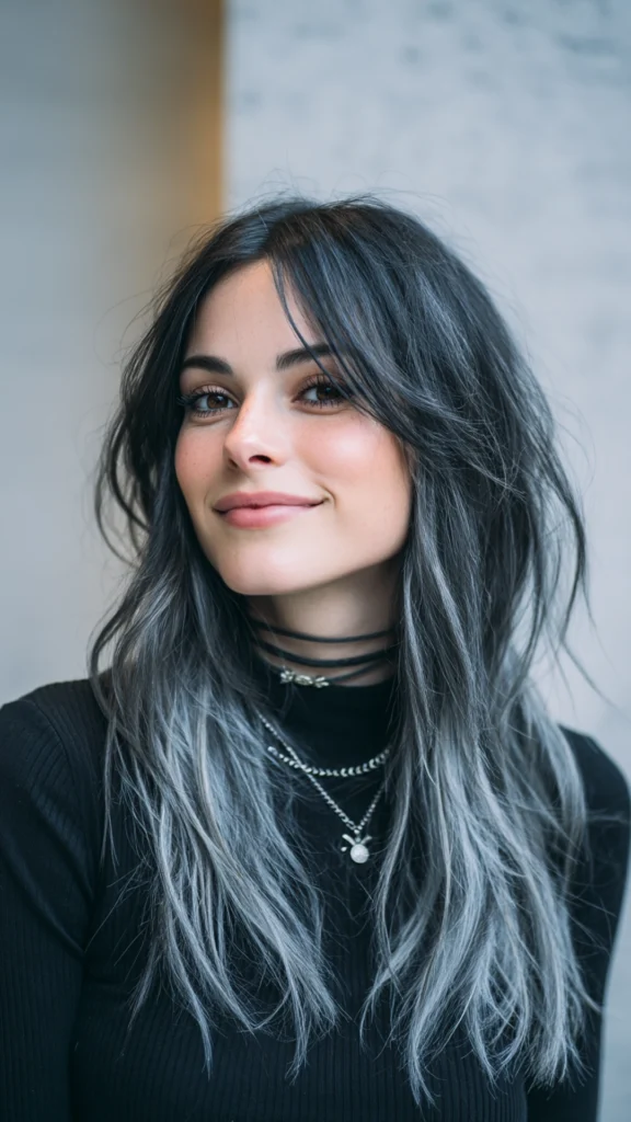 Soft Black Hair with Pearlized Ends – Hair color for college students – HappyHairy