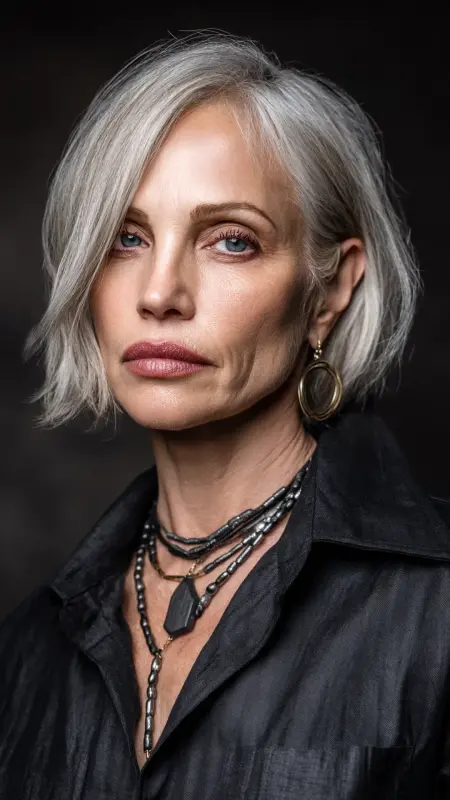 Soft Blunt Bob -  Short hairstyles for women over 60 with wavy hair 