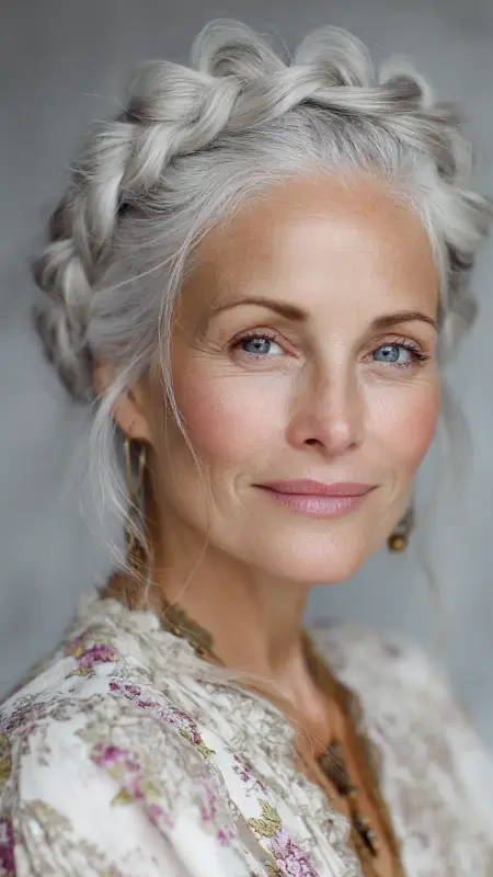 Soft Braided Crown - Hairstyles for 80 year old women