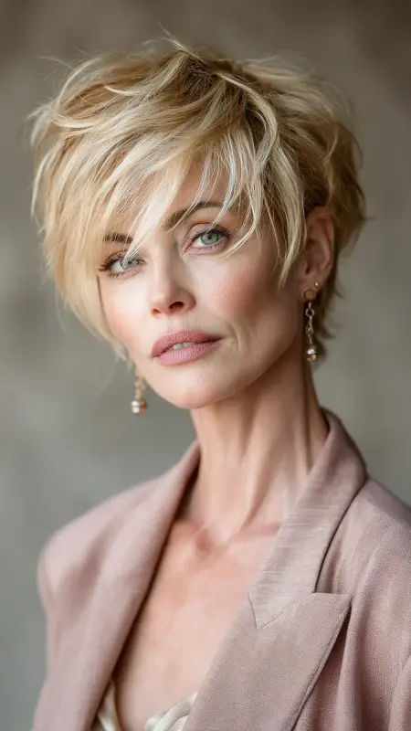 Soft Cropped Pixie with Long Top Layers - Short Layered Hairstyles For Older Women
