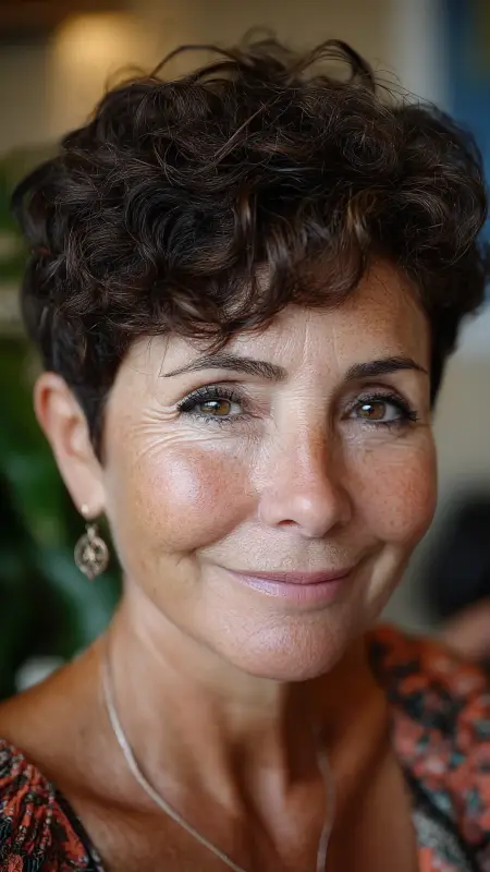 Soft Curly Pixie with Tapered Neck - Short Curly Haircuts For Women Over 50