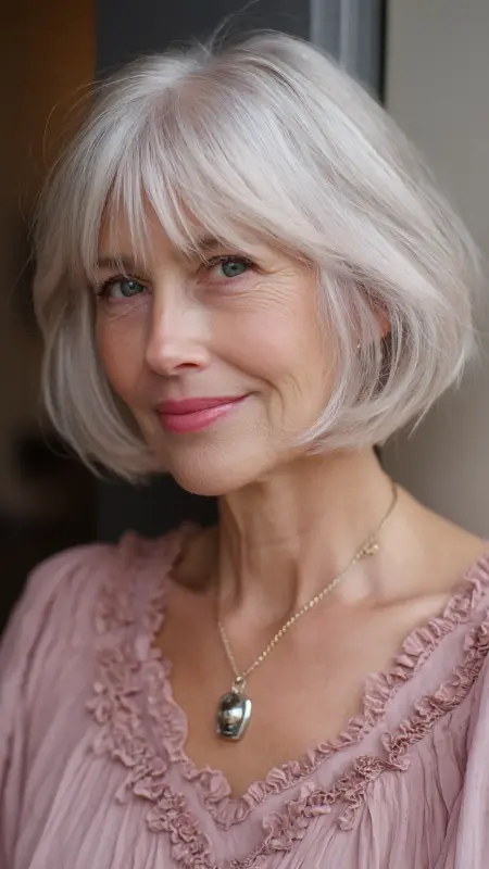 Soft Feathered Bob - Short Layered Hairstyles For Older Women