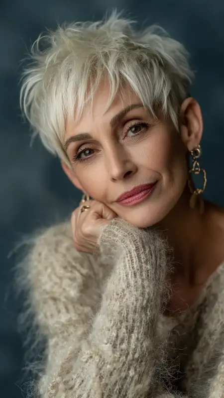 Soft Feathered Pixie - Short pixie hairstyles for older women