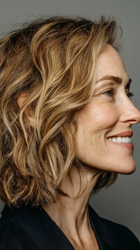 Soft Layered Bob -  Short hairstyles for women over 60 with wavy hair 