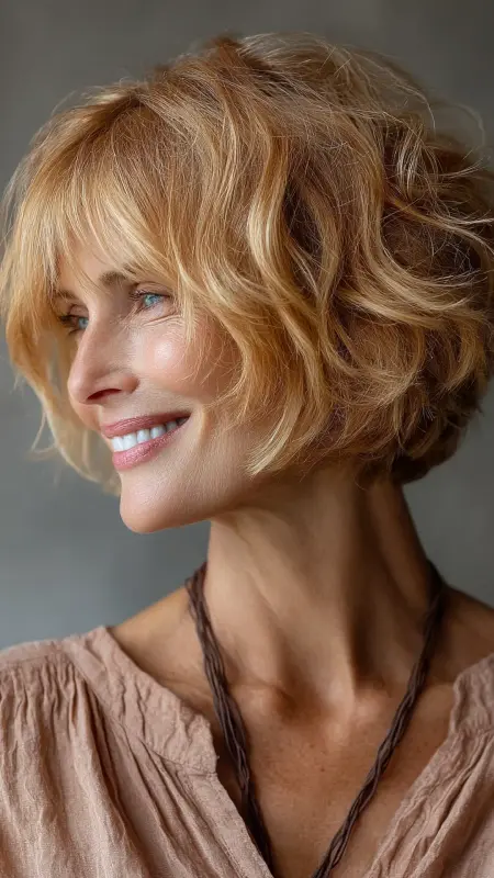 Soft Layered Bob with Wispy Bangs - hairstyles for women over 70 with bangs