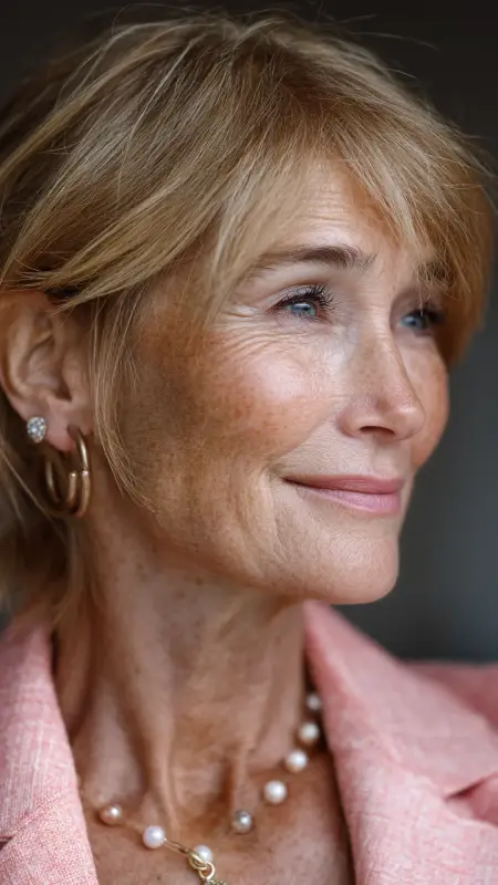 Soft Layered Crop with Peekaboo Highlights - Short Layered Hairstyles For Older Women