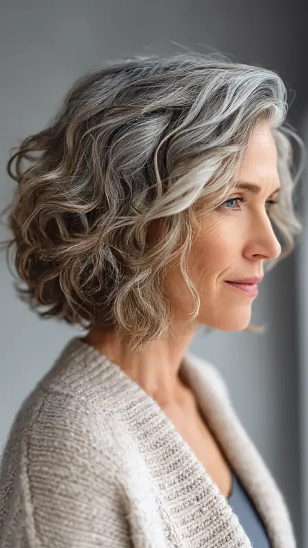 Soft Layered Curly Lob Short Version - Short Curly Haircuts For Women Over 50