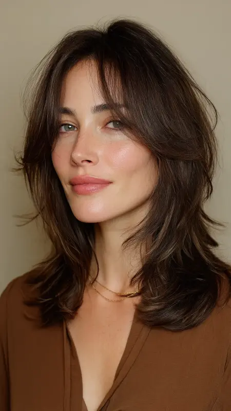 Soft Layered Cut with Curtain Bangs - Classy haircuts for women