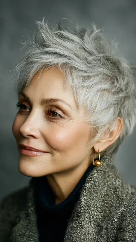 Soft Layered Pixie Cut - Hairstyles for 80 year old women