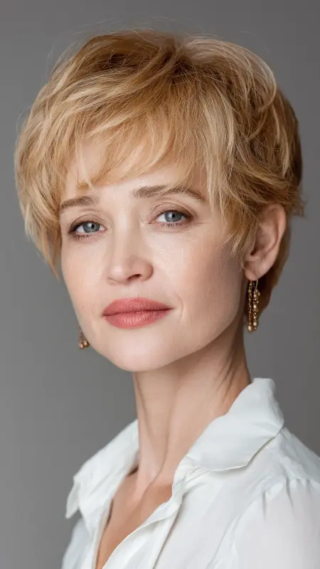 Soft Layered Pixie with Side-Swept Bangs - Hairstyles For Women Over 50 With Thinning Hair