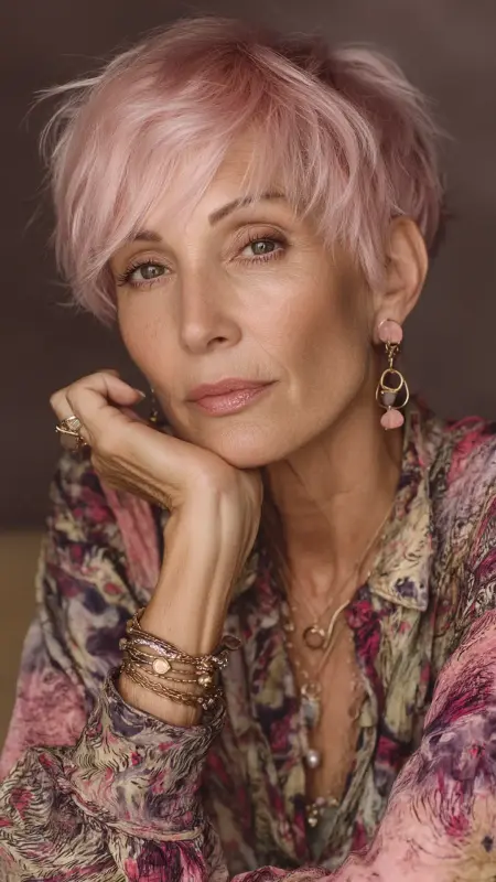 Soft Pastel Pink Rinse - Hair color ideas for women over 50