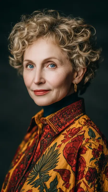 Soft Perm with Defined Curls - medium length hair for women over 50