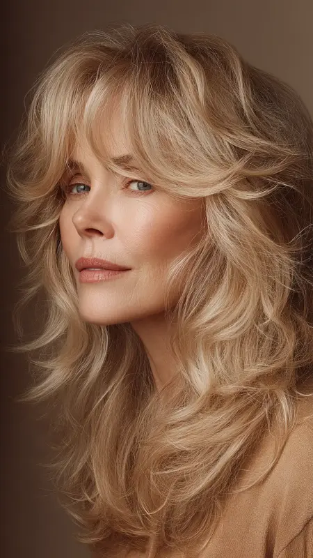 Soft Shag with Curtain Bangs - Hairstyles for women over 70 with fine hair