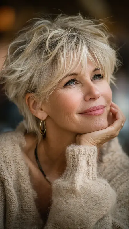 Soft Shaggy Pixie - Short pixie hairstyles for older women