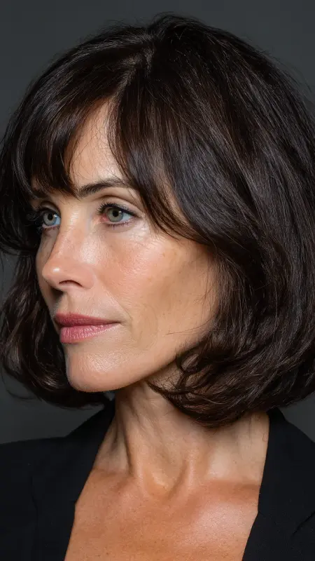 Soft Shoulder-Length Bob with Side Bangs - Shoulder Length Haircuts For Older Women