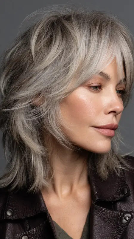 Soft Shoulder-Length Wolf Cut - Shoulder Length Haircuts For Older Women