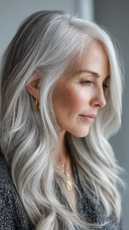 Soft Silver Ombre - Hair color ideas for women over 50