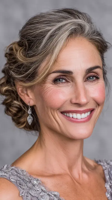 Soft Swept-Back Updo - Hairstyles for 80 year old women