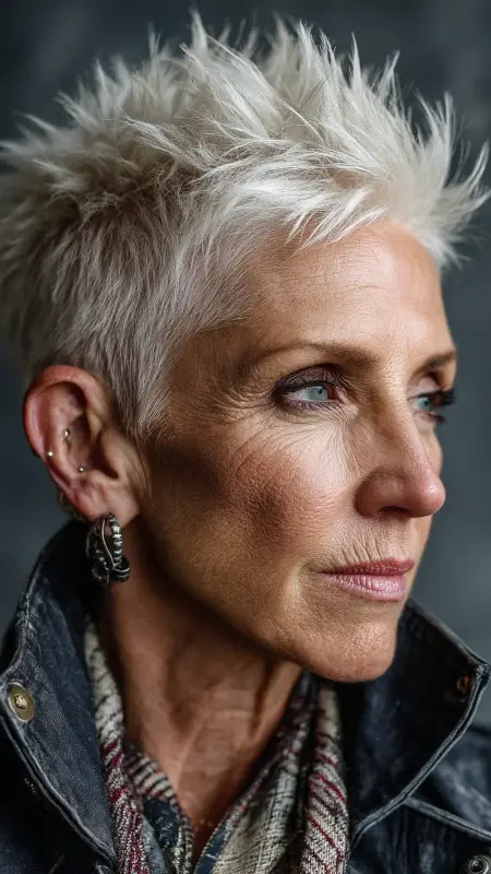 Spiky Edgy Pixie - Pixie hairstyles for older women over 60