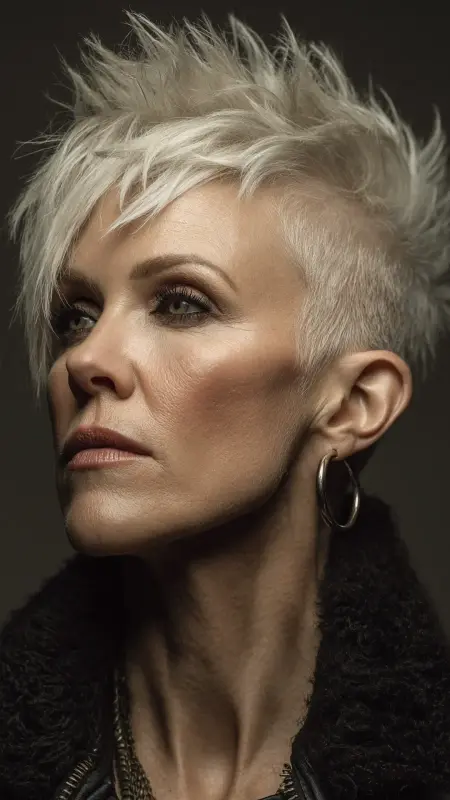 Spiky Undercut Pixie - Undercut pixie haircut for older women