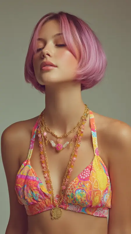 Stacked Bob with Hidden Color Peekaboo - Stacked Bob Haircut For Fine Hair